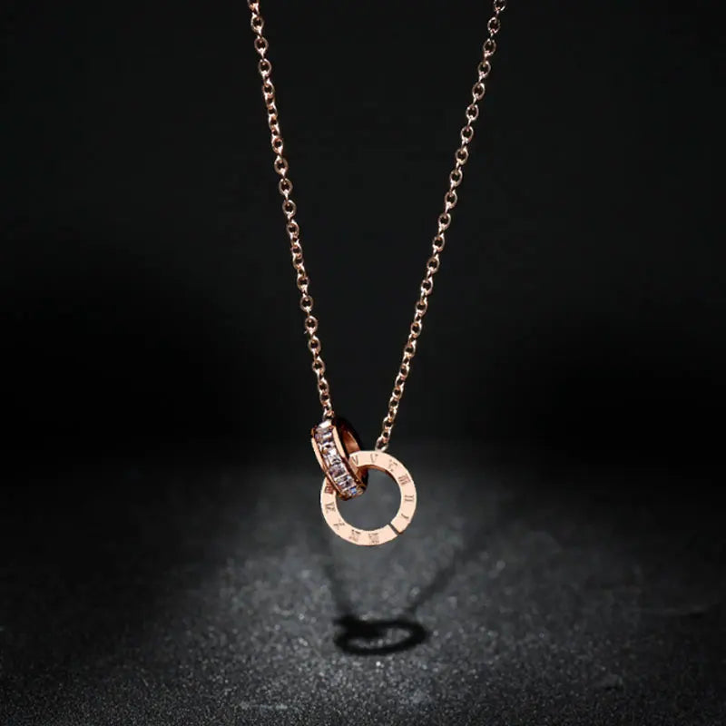 Classic Design Famous Brand Roman numerals Pendant Necklace For Woman Titanium Steel Woman Necklace Luxury Jewelry Female Top Qu - Youks store