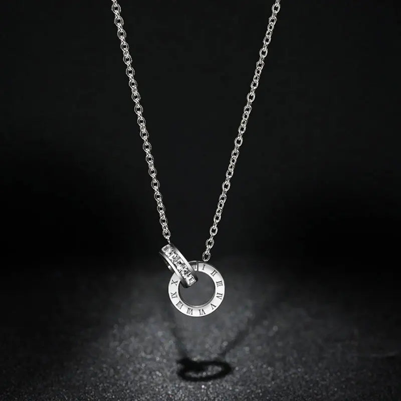 Classic Design Famous Brand Roman numerals Pendant Necklace For Woman Titanium Steel Woman Necklace Luxury Jewelry Female Top Qu - Youks store