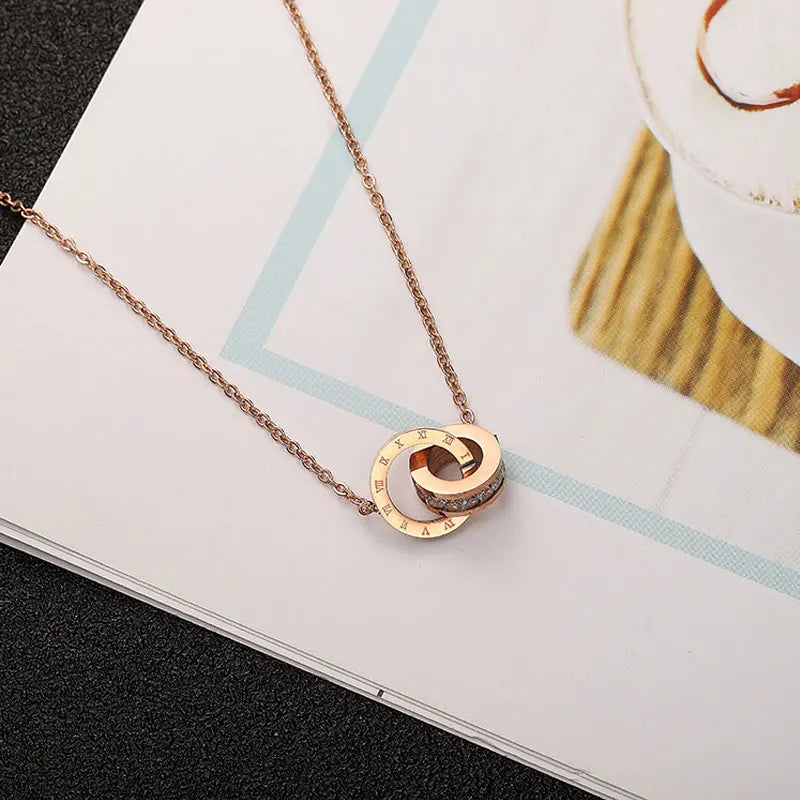 Classic Design Famous Brand Roman numerals Pendant Necklace For Woman Titanium Steel Woman Necklace Luxury Jewelry Female Top Qu - Youks store