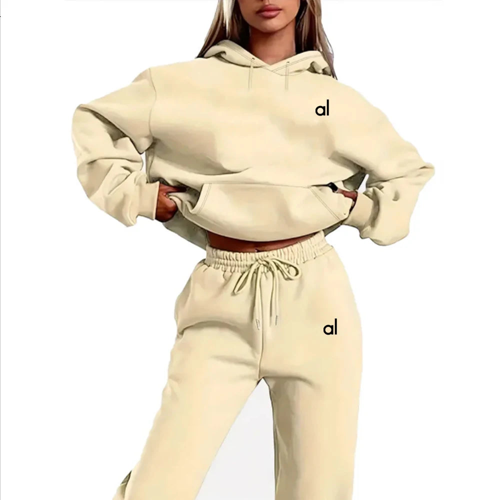 yoga women's 2-piece print sports suit sportswear jogging suit women's hooded sportswear suit clothes hoodie+sweatpants - Youks store