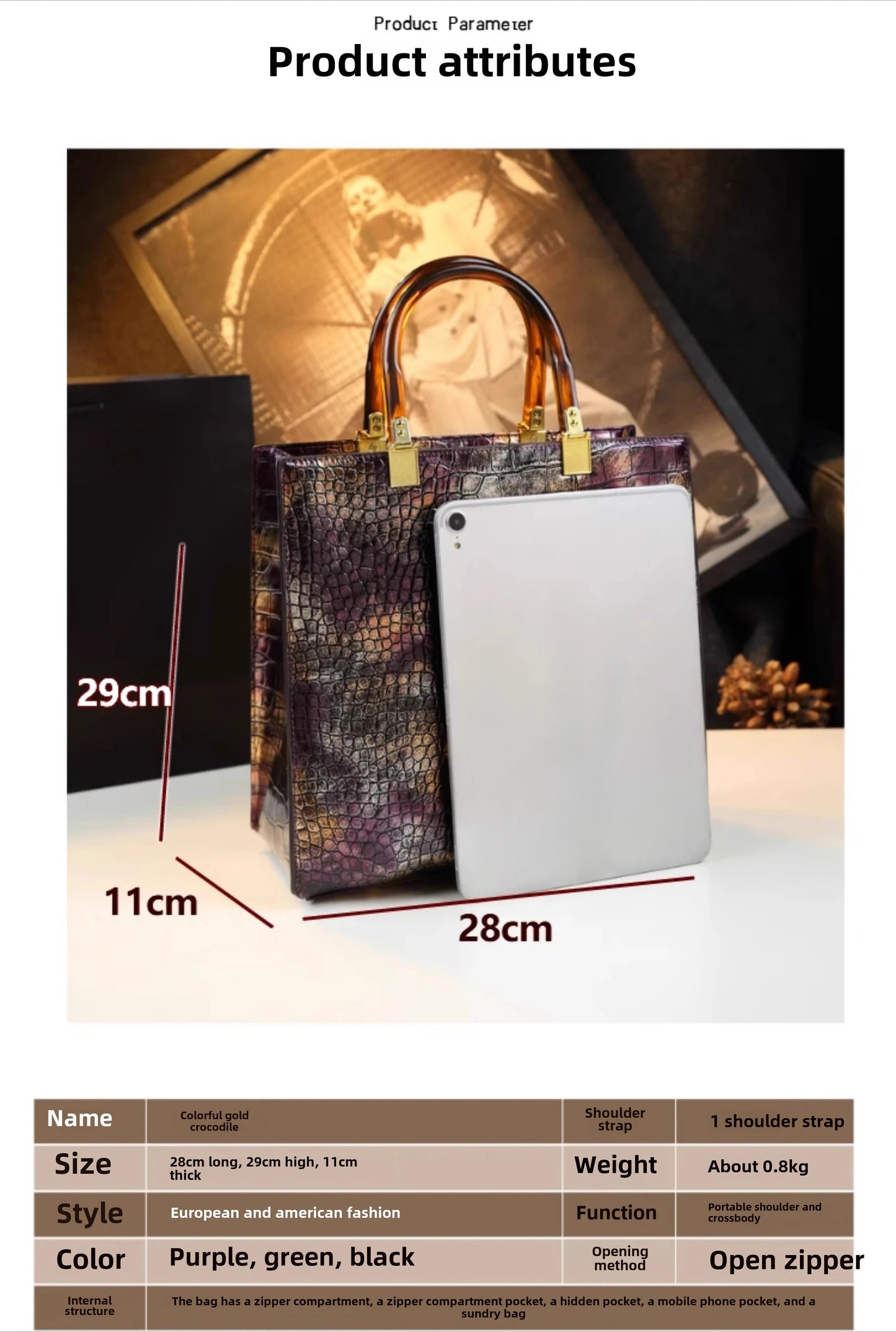 2025 new spring all-match alligator pattern atmosphere middle-aged women's bag large capacity Tote bag - Youks store