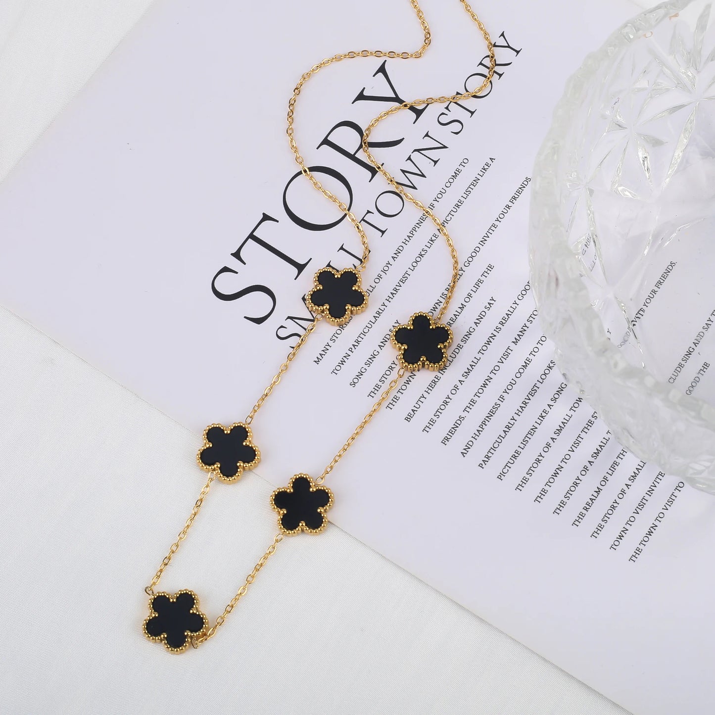Hot Sale Stainless Steel Laser Five Leaf Flower Petal Adjustable Clover Bracelet Classic for Woman Girl Brand Jewelry Party Gift - Youks store