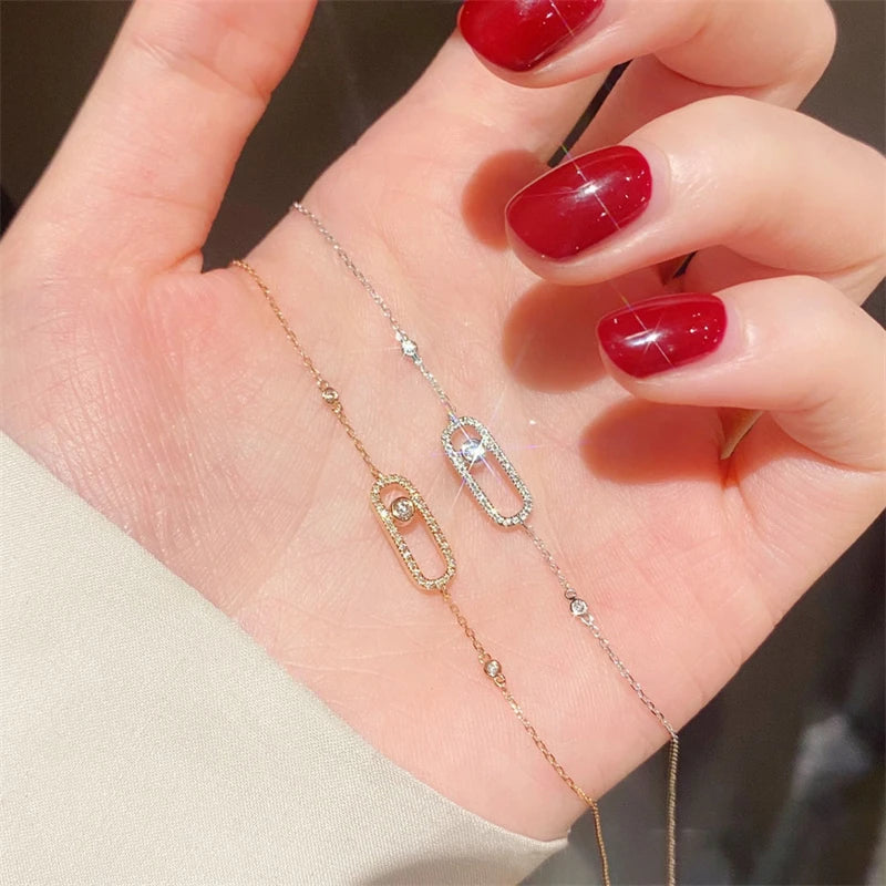 RAKOL 1: 1 Paper clip restoration AAA+ Zircon Bracelet For Women Fashion Simple Commuting Bracelet For Girls Party Jewelry Gift - Youks store