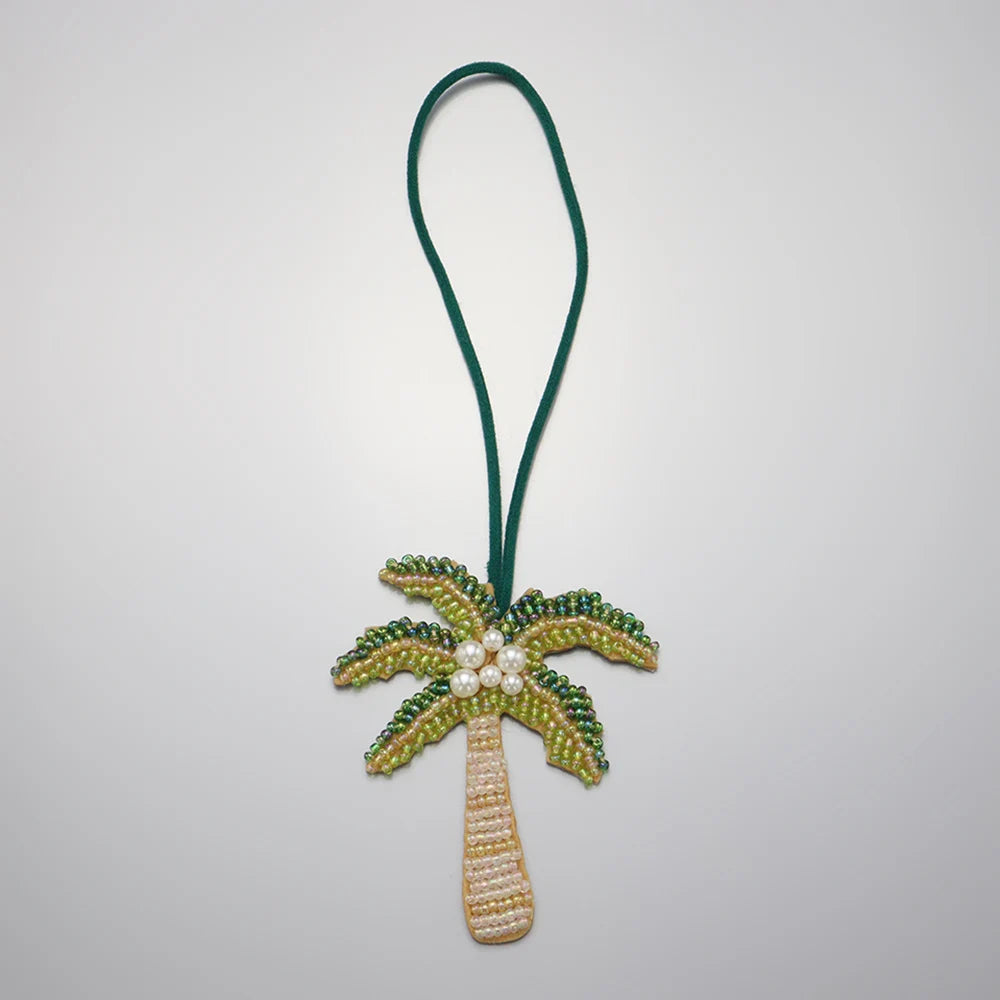 3D Handmade Rhinestone Beaded Coconut tree, butterfly hanging rope Patches Crystal Bag lanyard Patch beading Applique Patch - Youks store