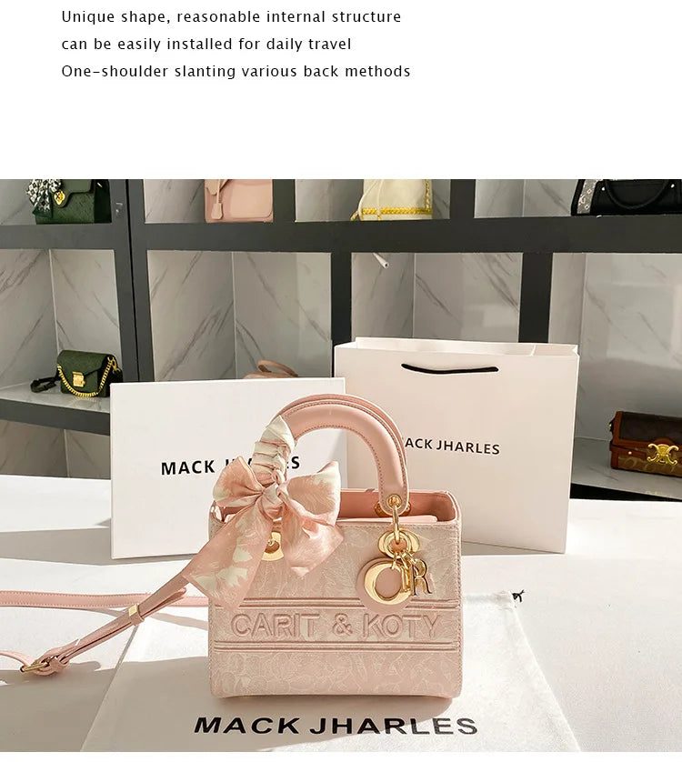 Fashionable bow embroidered tote bag 2024 high-end and large capacity commuting bag - Youks store