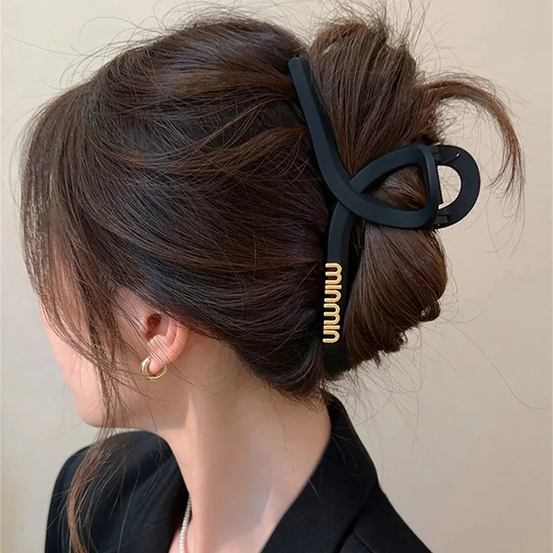 Black Letter Hair Clip for Women Fashion French Elegant Hairgrips Large Hair Claw Clips Girls Hairpins Korean Hair Accessories - Youks store