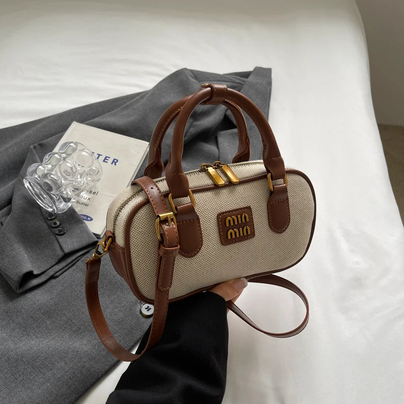 Hand-carrying bowling bag female famous brand 2025 summer new retro fashion shoulder bag high-end trend all-match messenger bag - Youks store