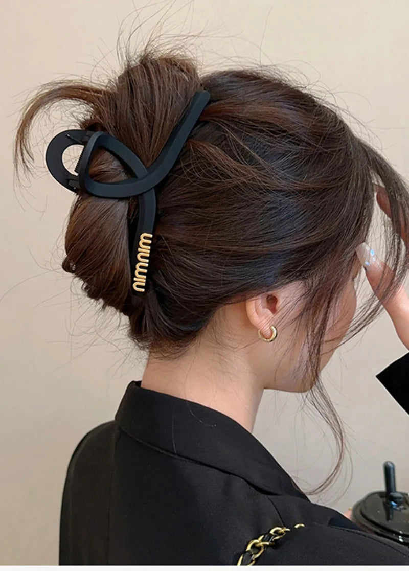 Black Letter Hair Clip for Women Fashion French Elegant Hairgrips Large Hair Claw Clips Girls Hairpins Korean Hair Accessories - Youks store