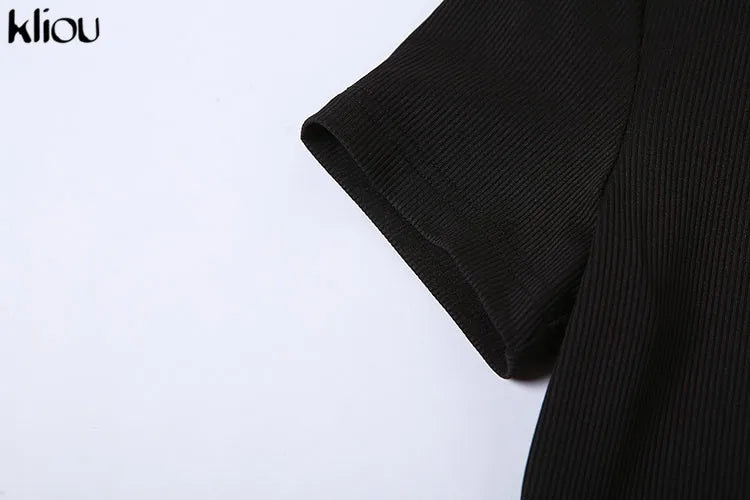 Kliou Elegant Office Lady Maxi Dress Women Solid Fashion Turn-down Collar Short Sleeve Button Side Slit Body-Shaping Street Robe - Youks store
