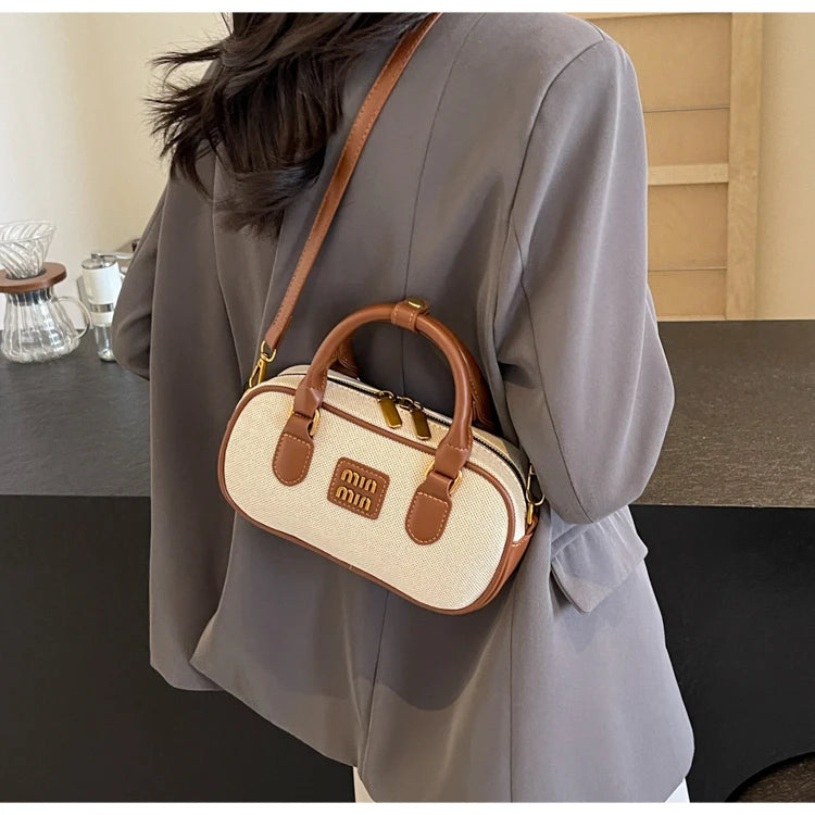 Hand-carrying bowling bag female famous brand 2025 summer new retro fashion shoulder bag high-end trend all-match messenger bag - Youks store