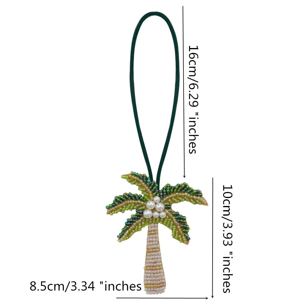 3D Handmade Rhinestone Beaded Coconut tree, butterfly hanging rope Patches Crystal Bag lanyard Patch beading Applique Patch - Youks store
