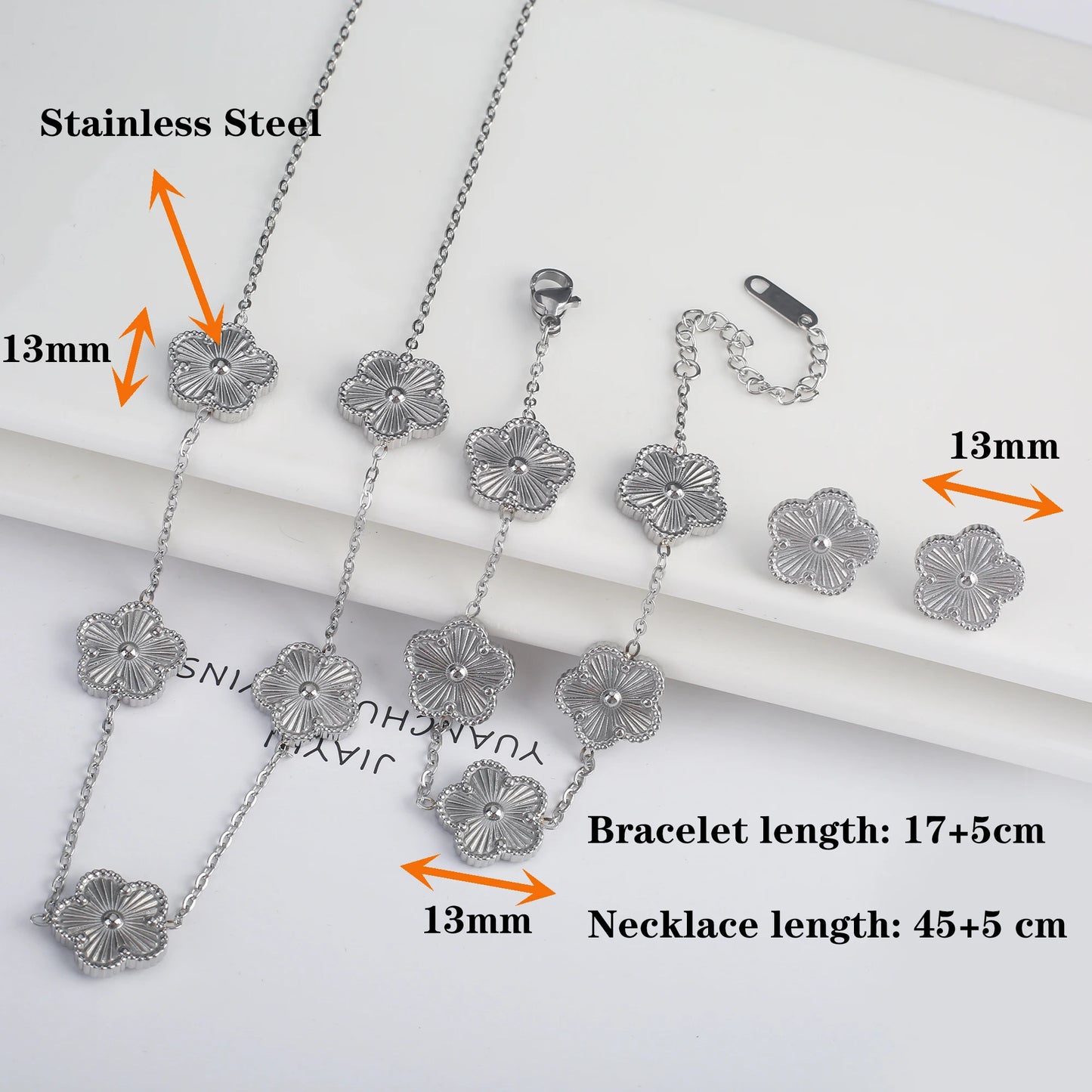 Hot Sale Stainless Steel Laser Five Leaf Flower Petal Adjustable Clover Bracelet Classic for Woman Girl Brand Jewelry Party Gift - Youks store