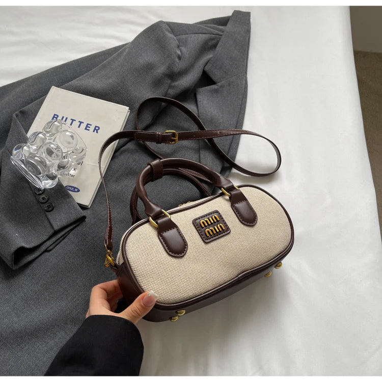 Hand-carrying bowling bag female famous brand 2025 summer new retro fashion shoulder bag high-end trend all-match messenger bag - Youks store