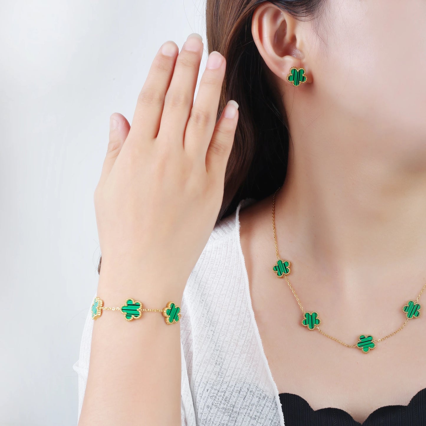 Hot Sale Stainless Steel Laser Five Leaf Flower Petal Adjustable Clover Bracelet Classic for Woman Girl Brand Jewelry Party Gift - Youks store
