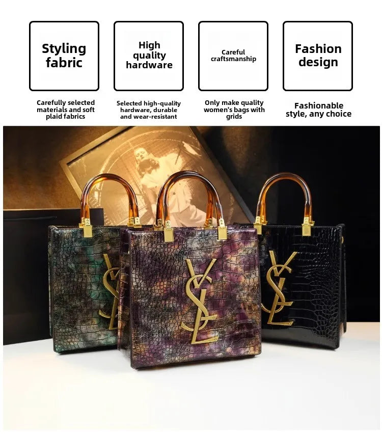 2025 new spring all-match alligator pattern atmosphere middle-aged women's bag large capacity Tote bag - Youks store