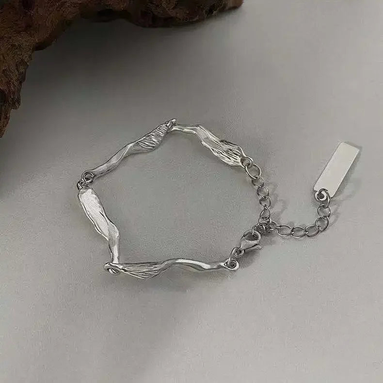 Geometric Smooth Rhinestone Chain Five Leaf Grass Flower Adjustable Bracelets for Women Fashion Jewelry Minimalist Accessories