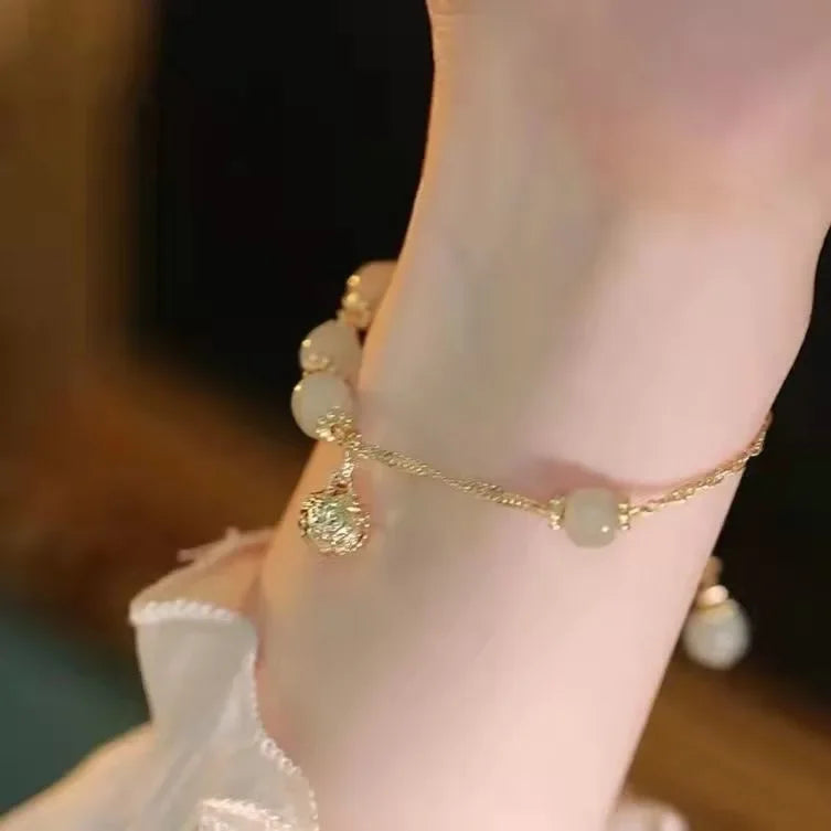 Geometric Smooth Rhinestone Chain Five Leaf Grass Flower Adjustable Bracelets for Women Fashion Jewelry Minimalist Accessories