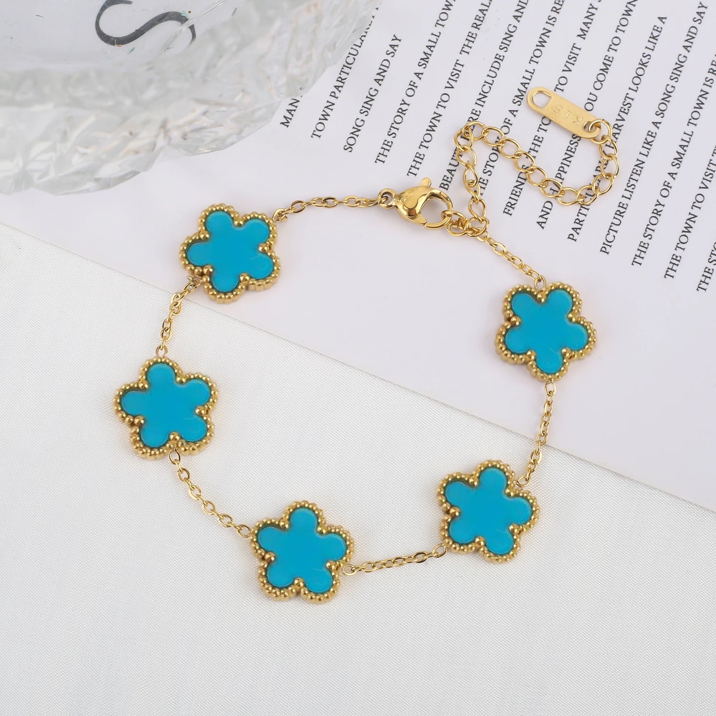 Hot Sale Stainless Steel Laser Five Leaf Flower Petal Adjustable Clover Bracelet Classic for Woman Girl Brand Jewelry Party Gift - Youks store