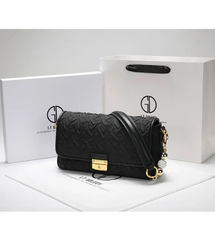 Niche design transfer bead pleated armpit bag bag women's 2024 new fashion crossbody bag - Youks store