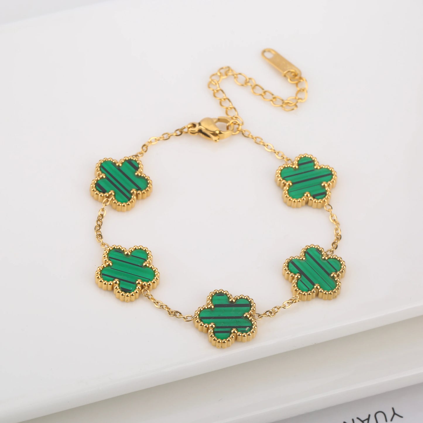 Hot Sale Stainless Steel Laser Five Leaf Flower Petal Adjustable Clover Bracelet Classic for Woman Girl Brand Jewelry Party Gift - Youks store
