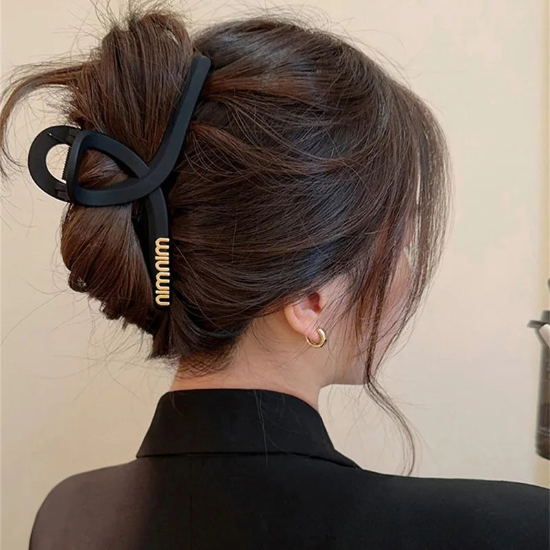 Black Letter Hair Clip for Women Fashion French Elegant Hairgrips Large Hair Claw Clips Girls Hairpins Korean Hair Accessories - Youks store
