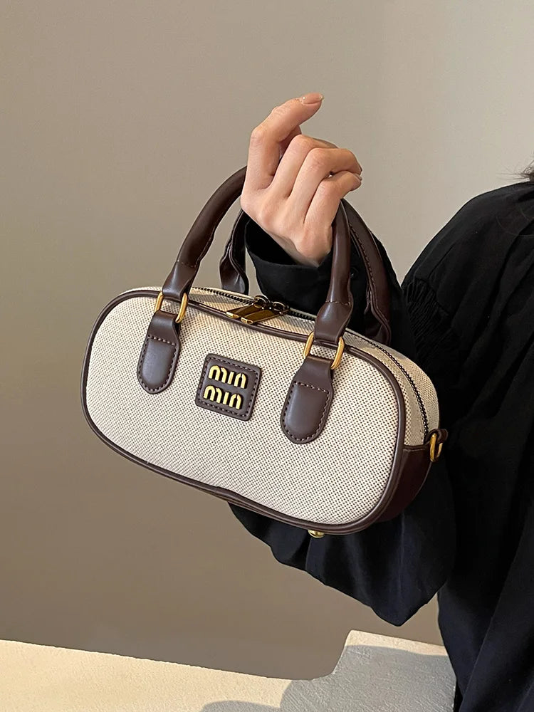 Hand-carrying bowling bag female famous brand 2025 summer new retro fashion shoulder bag high-end trend all-match messenger bag - Youks store