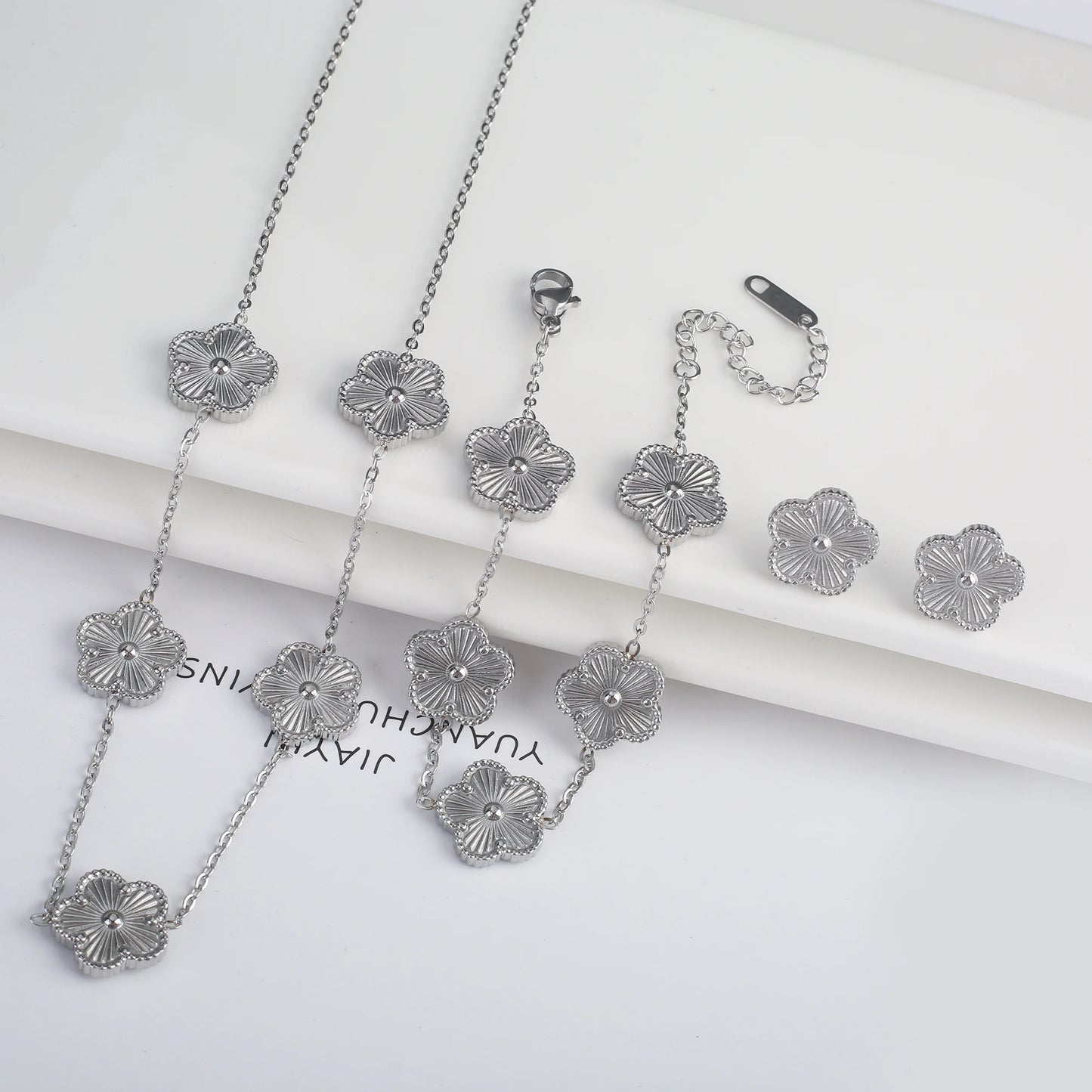 Hot Sale Stainless Steel Laser Five Leaf Flower Petal Adjustable Clover Bracelet Classic for Woman Girl Brand Jewelry Party Gift - Youks store