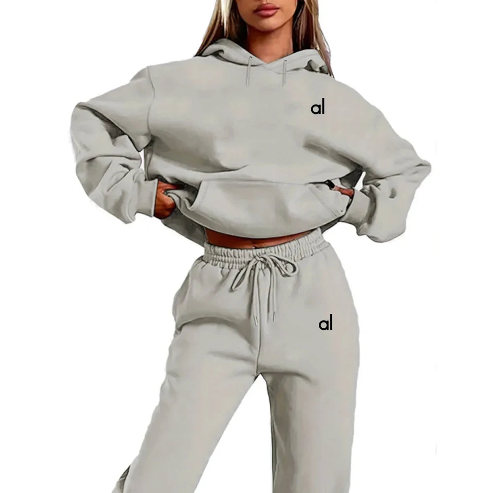 yoga women's 2-piece print sports suit sportswear jogging suit women's hooded sportswear suit clothes hoodie+sweatpants - Youks store
