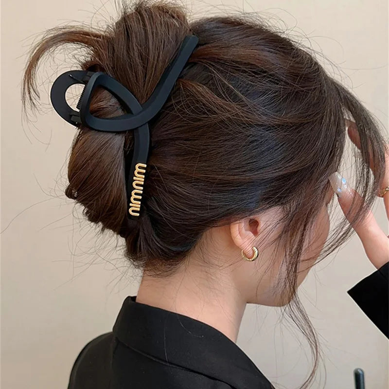 Black Letter Hair Clip for Women Fashion French Elegant Hairgrips Large Hair Claw Clips Girls Hairpins Korean Hair Accessories - Youks store