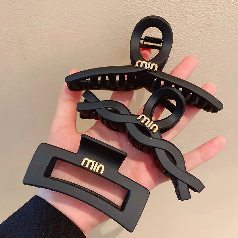 Black Letter Hair Clip for Women Fashion French Elegant Hairgrips Large Hair Claw Clips Girls Hairpins Korean Hair Accessories - Youks store