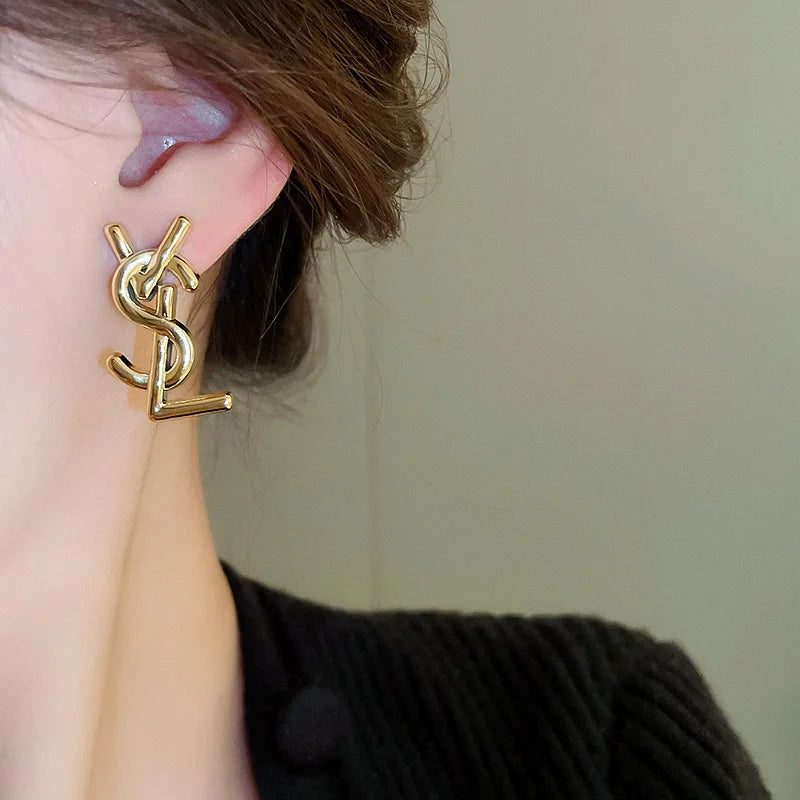 European American Exaggerate Letter Stud Earrings for Women Fashion Trendy Personality Alloy Earrings Jewelry Accessories Gifts - Youks store