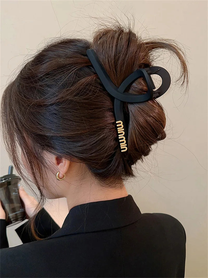 Black Letter Hair Clip for Women Fashion French Elegant Hairgrips Large Hair Claw Clips Girls Hairpins Korean Hair Accessories - Youks store