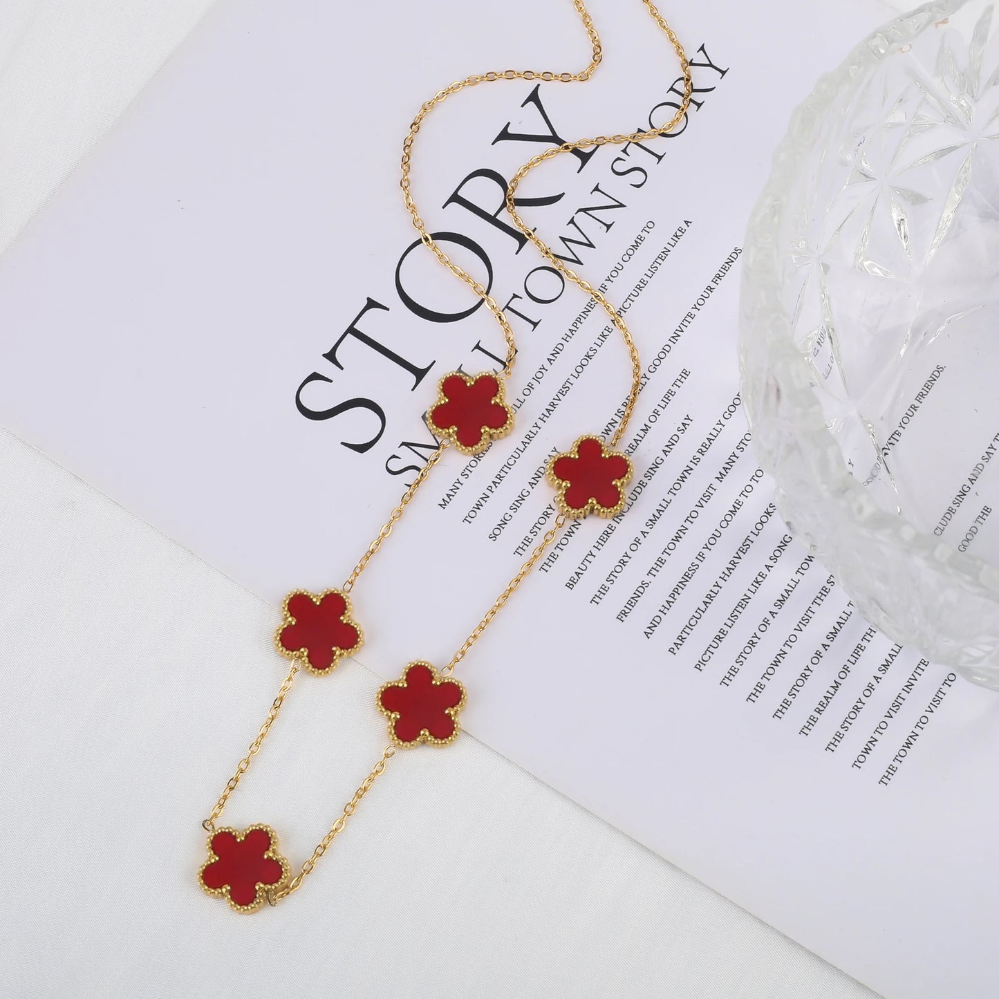 Hot Sale Stainless Steel Laser Five Leaf Flower Petal Adjustable Clover Bracelet Classic for Woman Girl Brand Jewelry Party Gift - Youks store
