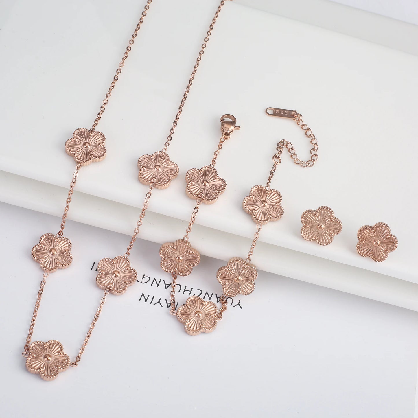 Hot Sale Stainless Steel Laser Five Leaf Flower Petal Adjustable Clover Bracelet Classic for Woman Girl Brand Jewelry Party Gift - Youks store