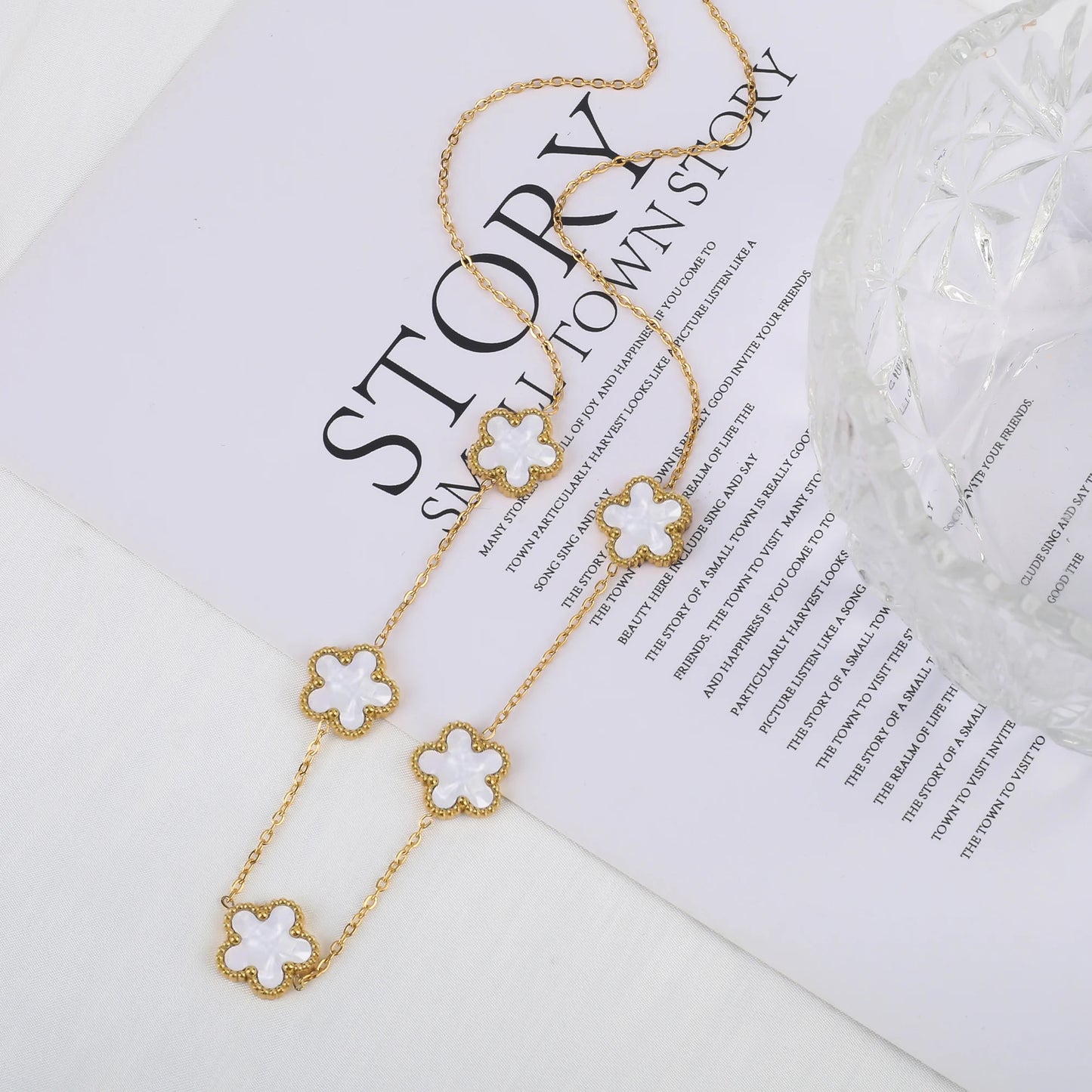 Hot Sale Stainless Steel Laser Five Leaf Flower Petal Adjustable Clover Bracelet Classic for Woman Girl Brand Jewelry Party Gift - Youks store