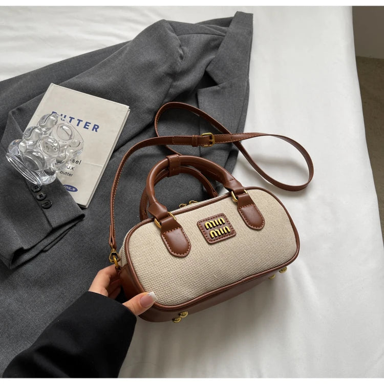 Hand-carrying bowling bag female famous brand 2025 summer new retro fashion shoulder bag high-end trend all-match messenger bag - Youks store