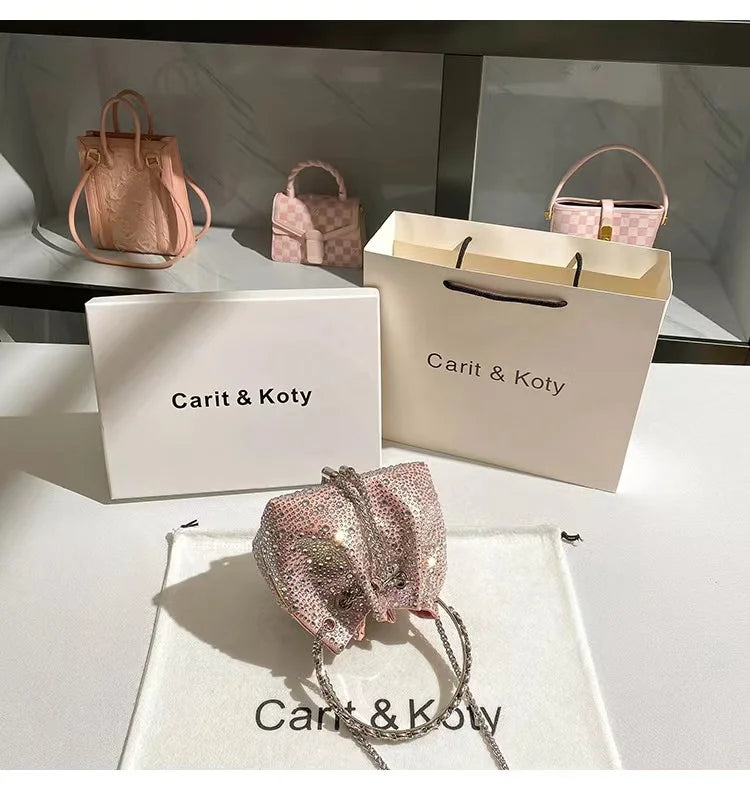 Glitter Shiny Diamonds Evening Bag Metal Ring Handle Bucket Bag Women Handbag Wedding Party Clutch Purse Shoulder Crossbody Bag - Youks store