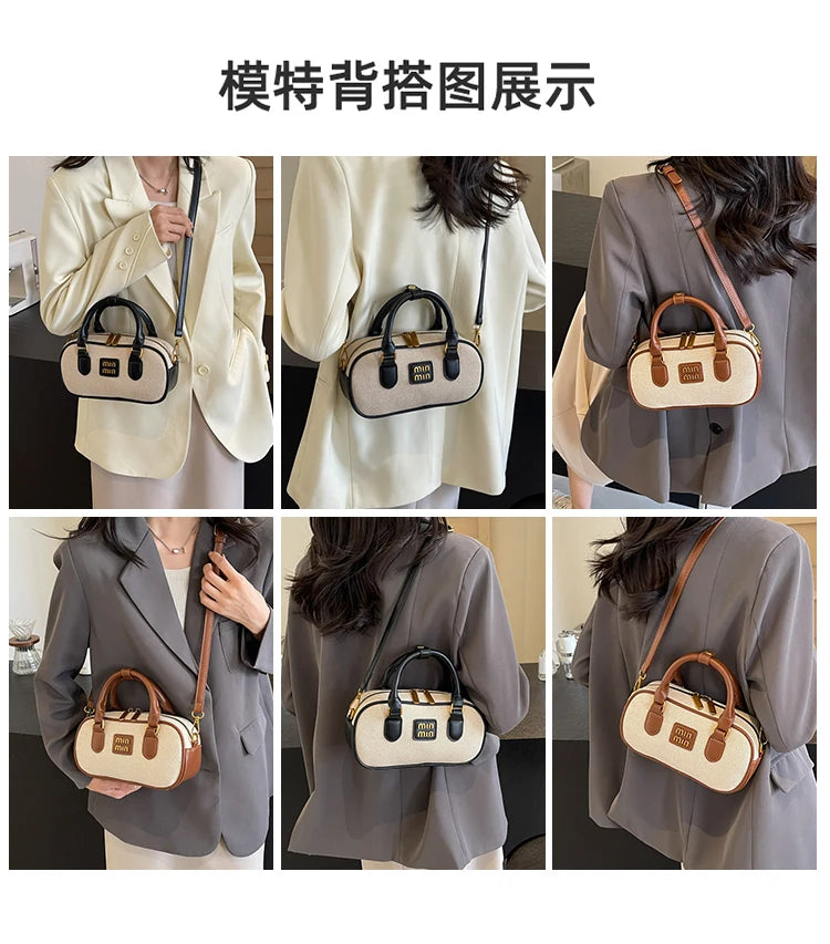 Hand-carrying bowling bag female famous brand 2025 summer new retro fashion shoulder bag high-end trend all-match messenger bag - Youks store