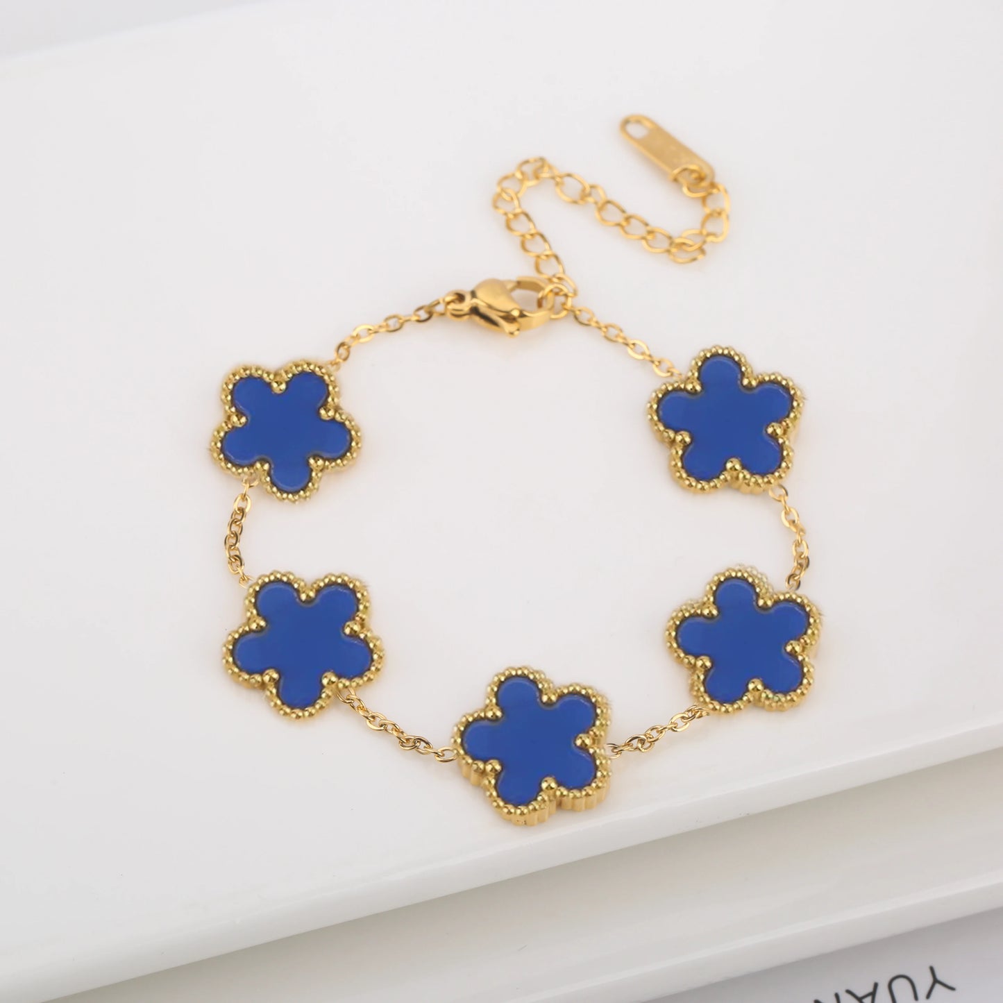 Hot Sale Stainless Steel Laser Five Leaf Flower Petal Adjustable Clover Bracelet Classic for Woman Girl Brand Jewelry Party Gift - Youks store