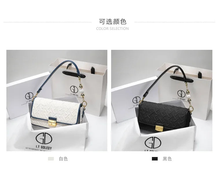 Niche design transfer bead pleated armpit bag bag women's 2024 new fashion crossbody bag - Youks store