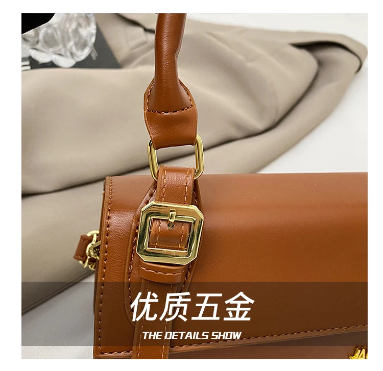 Fashionable Leather Crossbody Bag - Classic Vintage Style With Modern Twist & Luxury Gold-Tone Letter Logo - Youks store