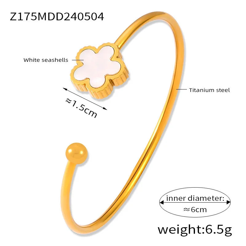 Geometric Smooth Rhinestone Chain Five Leaf Grass Flower Adjustable Bracelets for Women Fashion Jewelry Minimalist Accessories