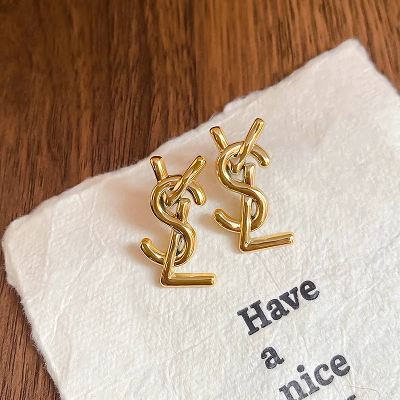 European American Exaggerate Letter Stud Earrings for Women Fashion Trendy Personality Alloy Earrings Jewelry Accessories Gifts - Youks store