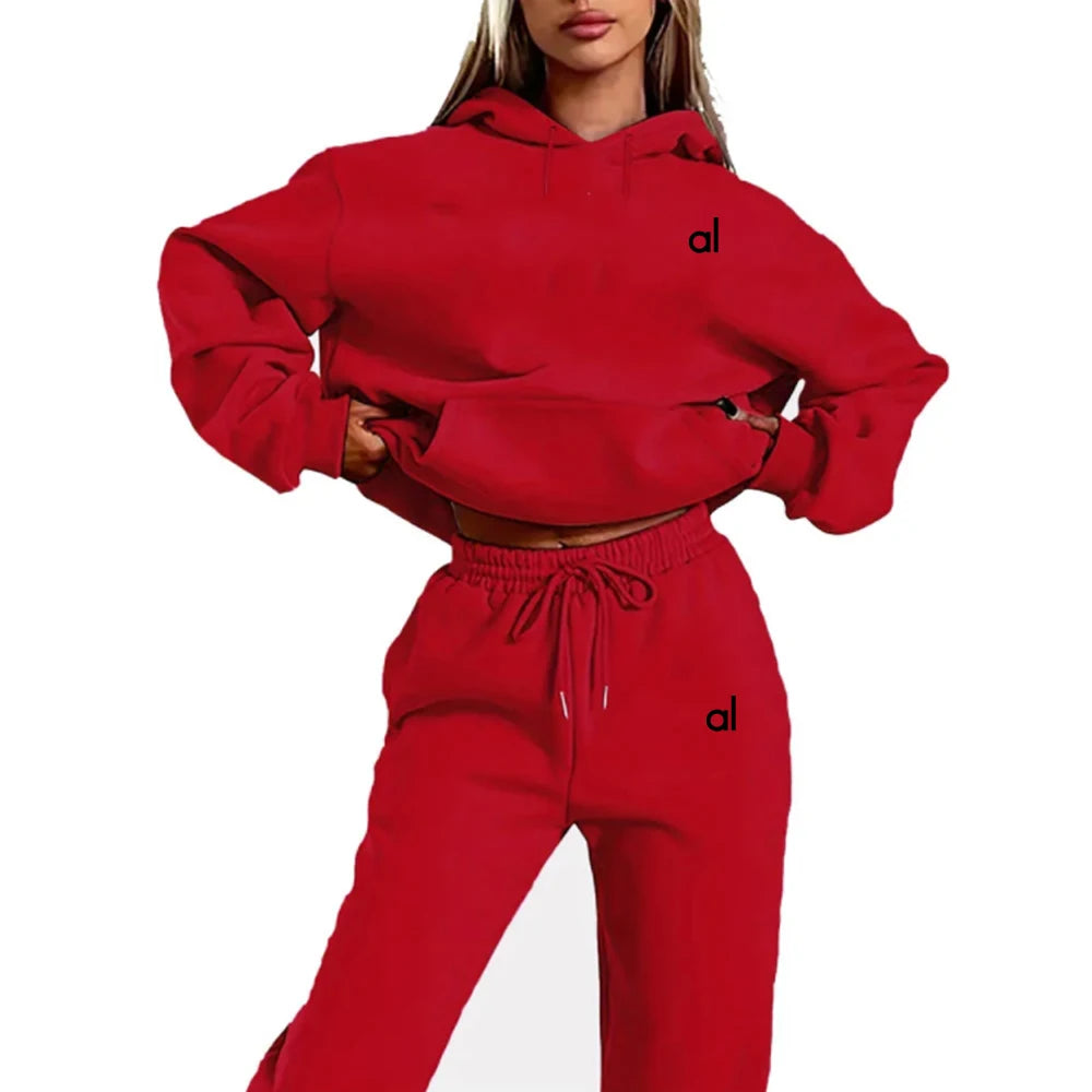 yoga women's 2-piece print sports suit sportswear jogging suit women's hooded sportswear suit clothes hoodie+sweatpants - Youks store