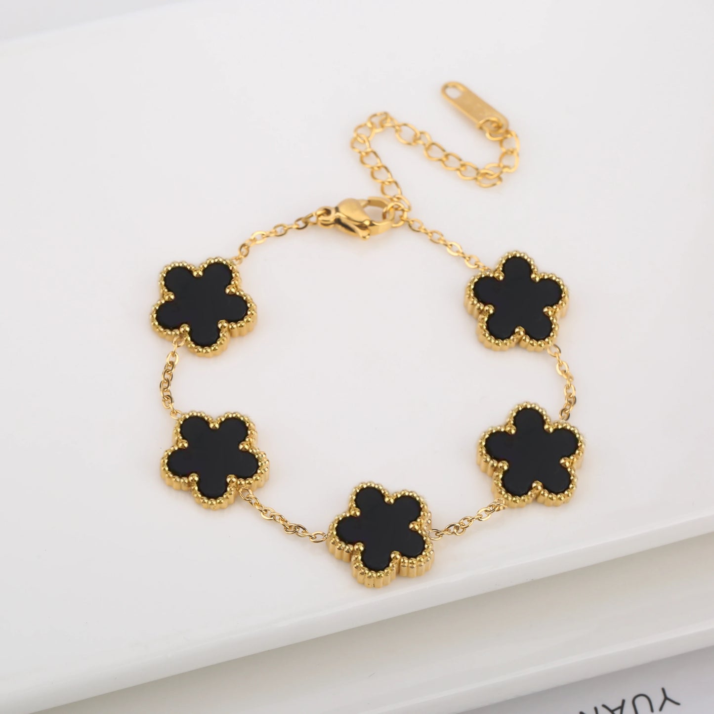 Hot Sale Stainless Steel Laser Five Leaf Flower Petal Adjustable Clover Bracelet Classic for Woman Girl Brand Jewelry Party Gift - Youks store