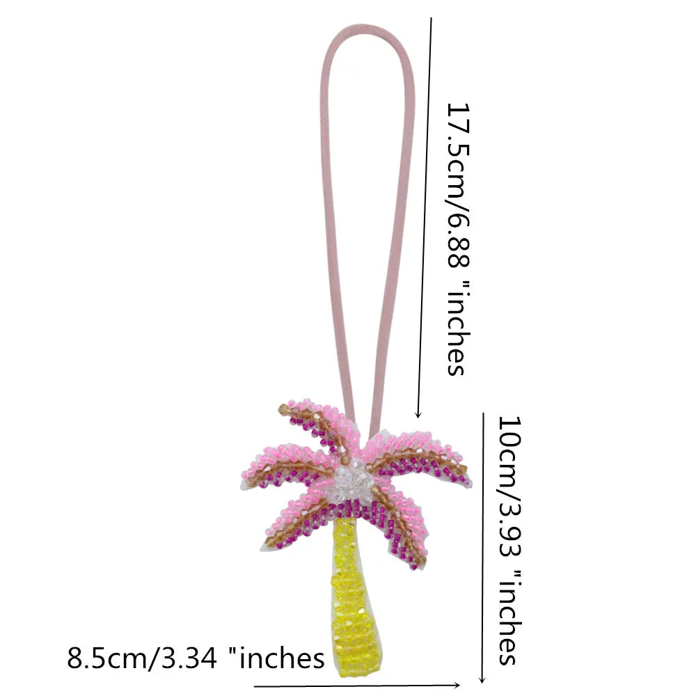 3D Handmade Rhinestone Beaded Coconut tree, butterfly hanging rope Patches Crystal Bag lanyard Patch beading Applique Patch - Youks store