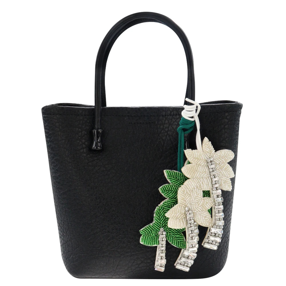3D Handmade Rhinestone Beaded Coconut tree, butterfly hanging rope Patches Crystal Bag lanyard Patch beading Applique Patch - Youks store