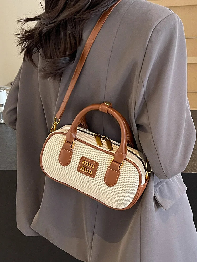 Hand-carrying bowling bag female famous brand 2025 summer new retro fashion shoulder bag high-end trend all-match messenger bag - Youks store