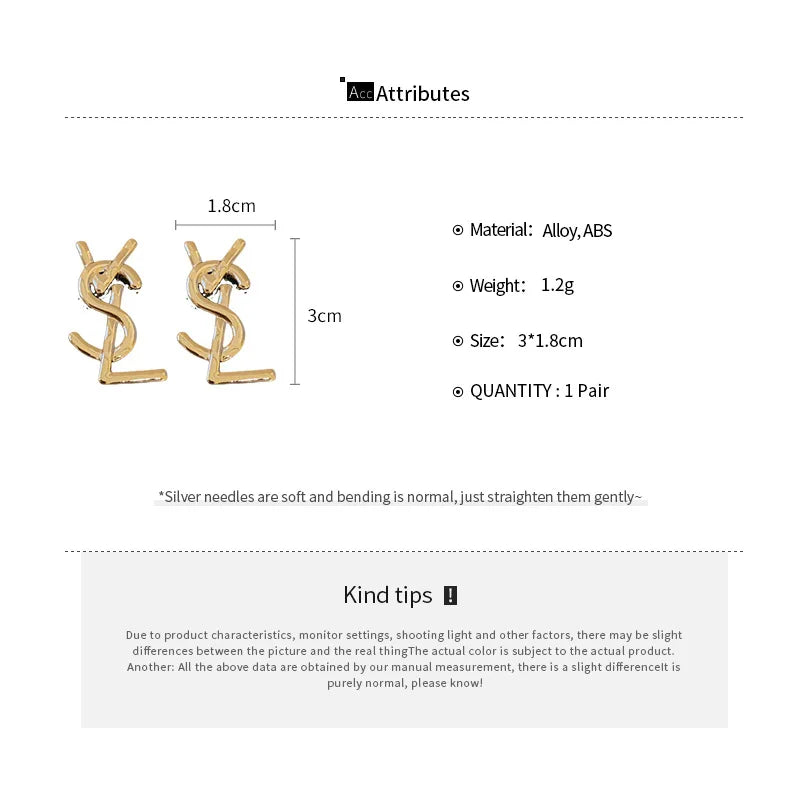 European American Exaggerate Letter Stud Earrings for Women Fashion Trendy Personality Alloy Earrings Jewelry Accessories Gifts - Youks store
