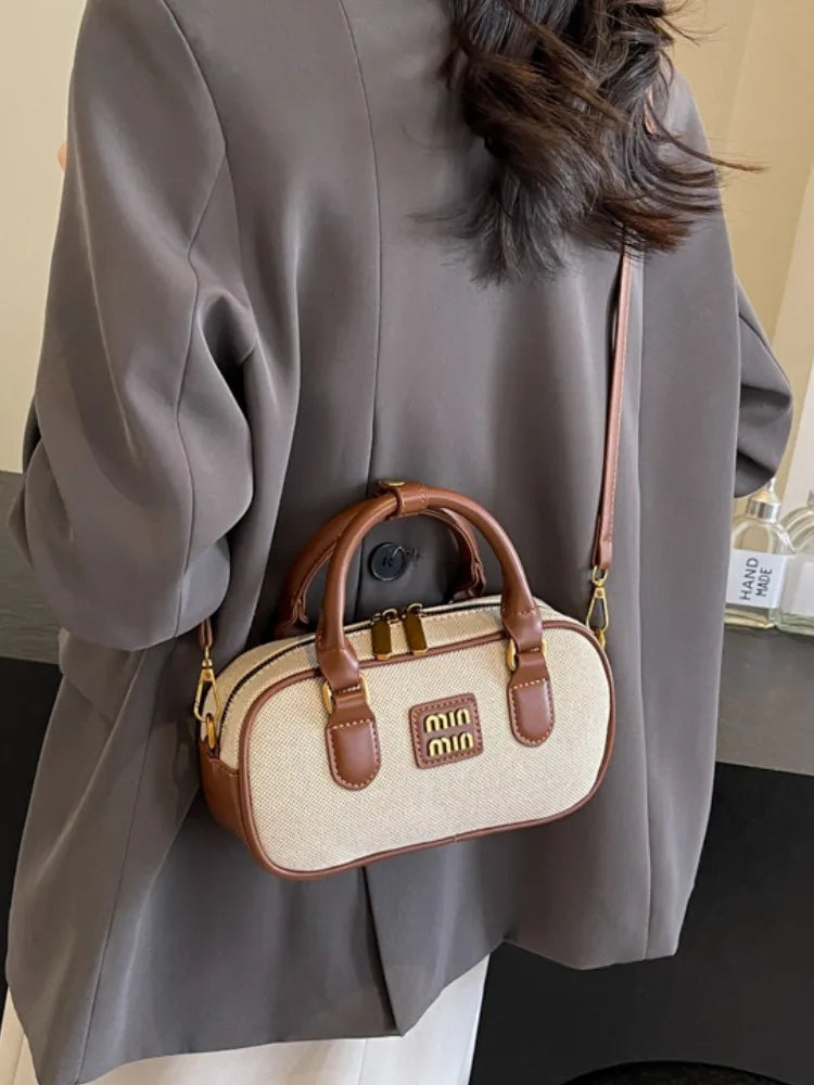 Hand-carrying bowling bag female famous brand 2025 summer new retro fashion shoulder bag high-end trend all-match messenger bag - Youks store